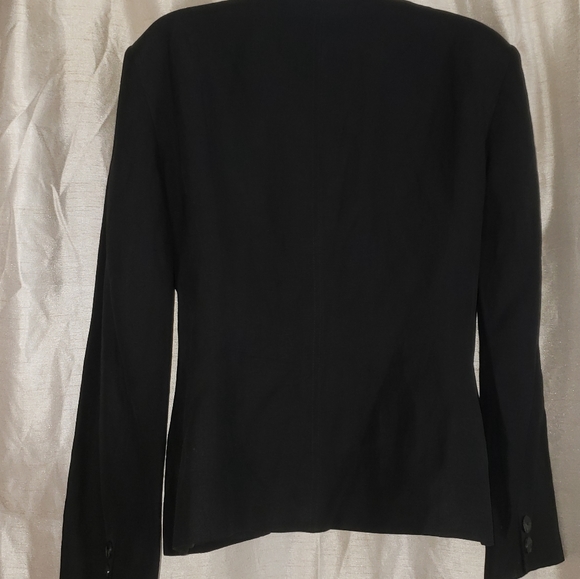 Vintage 80's Jaeger black silk & linen 4 button collar less blazer Women… - Picture 8 of 10